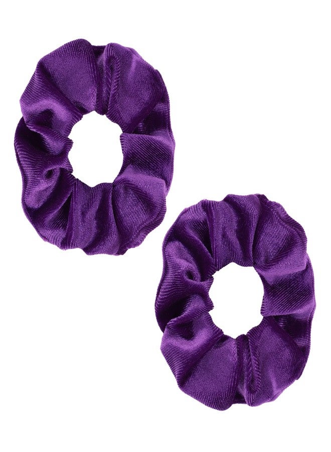 Semato 2 Pcs Velvet Dark Purple Scrunchies Hair Ties Scrunchies for Women Girls Hair Accessories Elastic Hair Ponytail Holder - Image 1